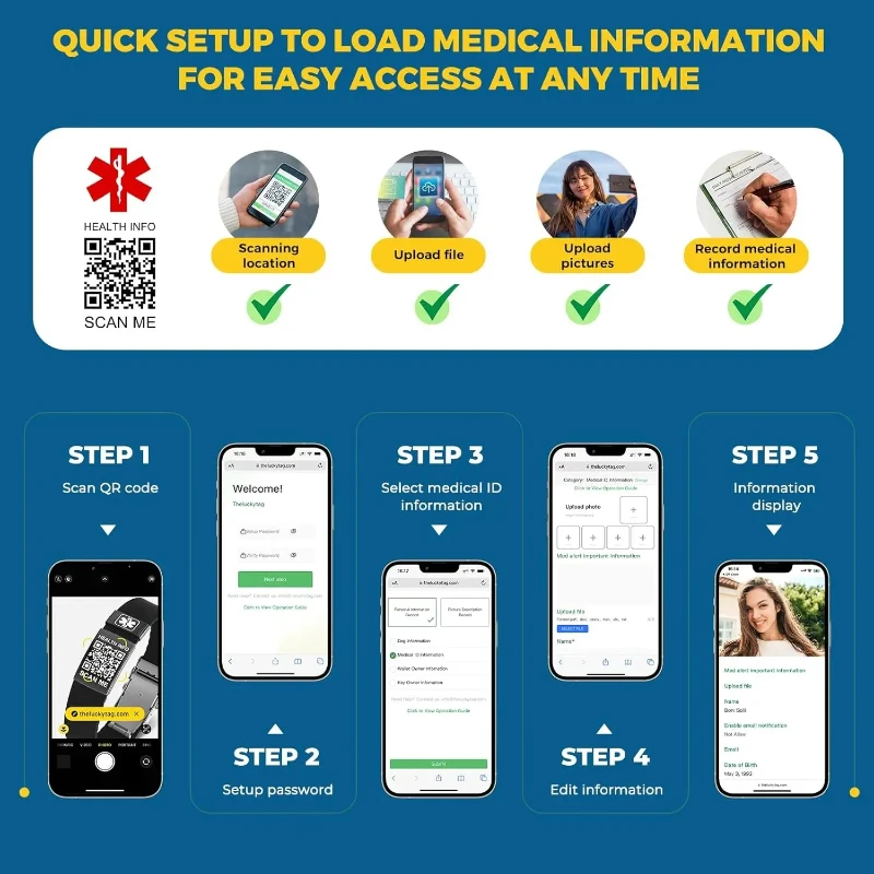 QR Code NFC Medical Alert ID Bracelets Emergency Medical Adjustable Bracelet Waterproof Wrist Stra Free Customized Carving - Image 5