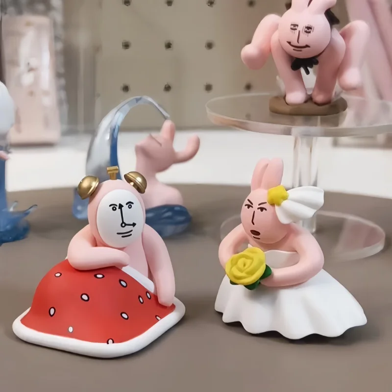 

Hot Genuine Plzdot Pink Rabbit Abstract Series Mini Blind Box Doll V2 Desktop Ornament Holiday Mystery Box Toys Christmas Gifts