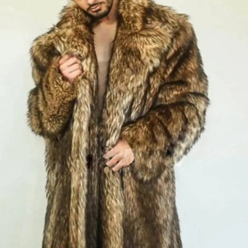 Men's Thickened Warm Faux Fur Coat Long Camping Niche Loose Heavy Industry Advanced Outdoor Autumn New Windbreakers XCDF5