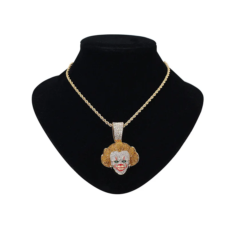 DIY accessories European and American funny Christmas classic dress V weirdo clown full of diamonds hipster male hip hop pendant