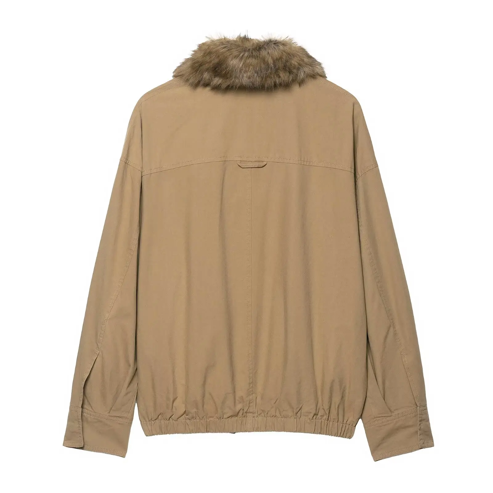 Giacca da pilota con collo in pelliccia sintetica moda autunno nuova donna