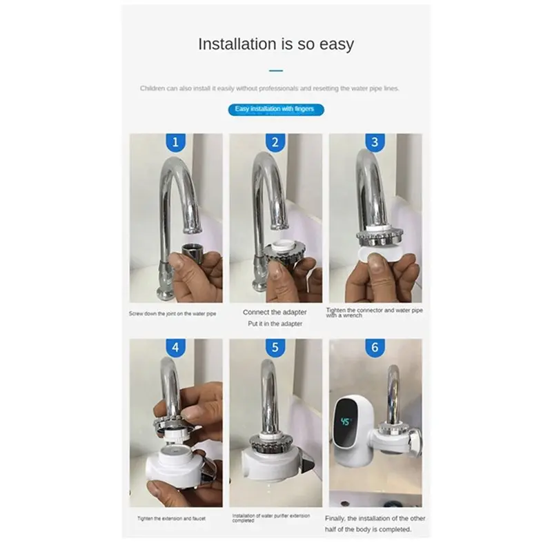 YCOC-2X 3000W Instant Electric Hot Water Heater Faucet Digital Display Heating Tap Water Heater For Kitchen/Bathroom UK Plug