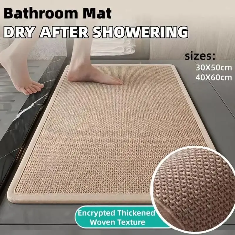 Bathroom Floor Mat Anti Slip Super Water Absorbent Linen Quick Dry Shower Doormat Home Decor Accessory