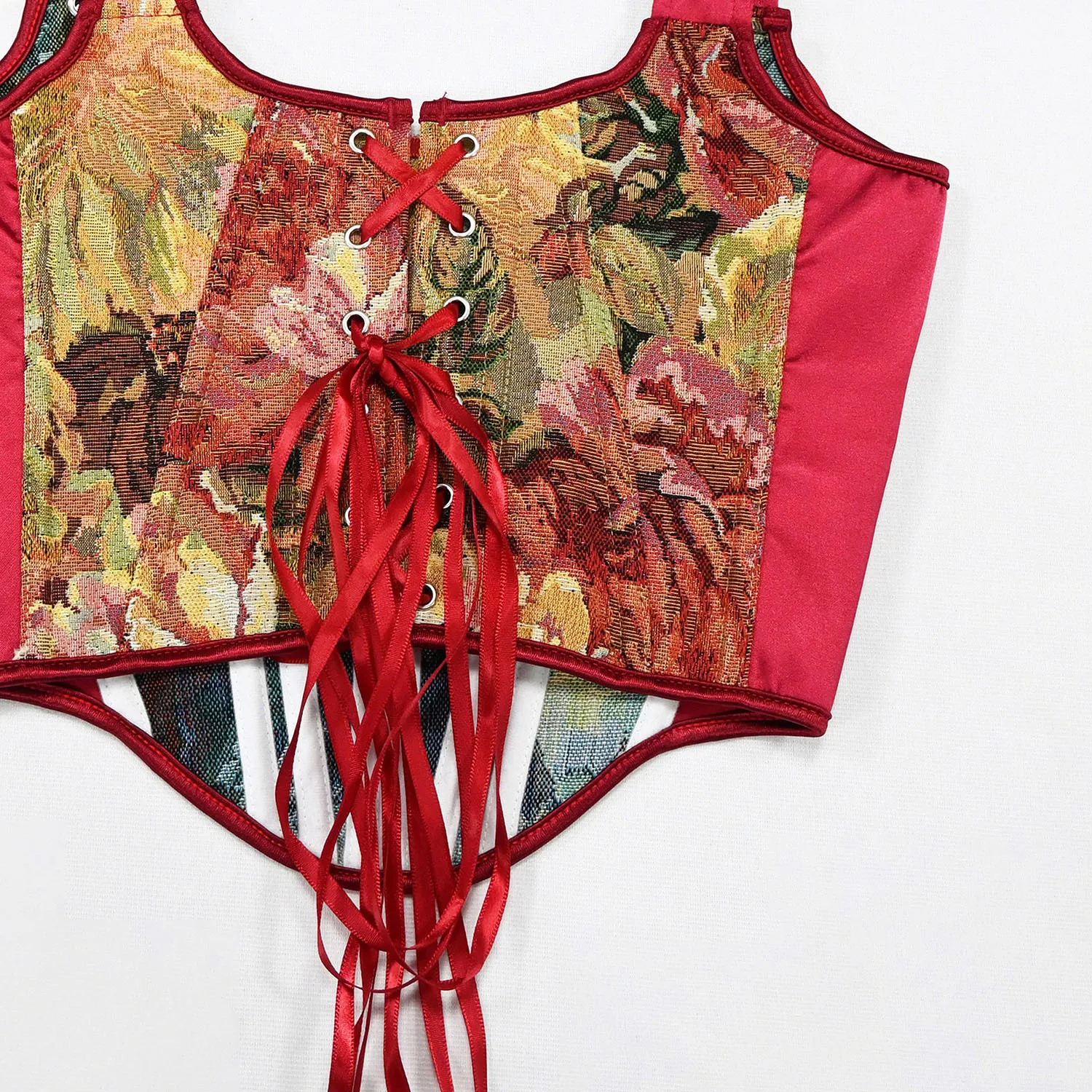 323 الأوروبية والأمريكية عبر الحدود مثير الرجعية الطباعة حزام خلفي عظم السمك الجسم النحت لباس خارجي مشد ملابس داخلية 2025