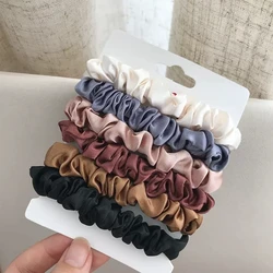 Lazos de seda para el cabello para mujer, coleteros de goma para niña, banda elástica para el pelo, accesorios para el cabello, 6 uds./Set