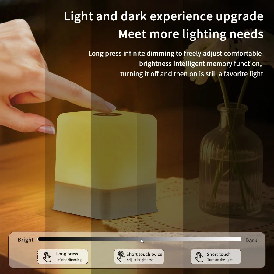 Luz LED nocturna táctil recargable, lámpara de escritorio USB con atenuación remota, lámpara de noche de 3/16 colores, luz ambiental regulable para dormitorio
