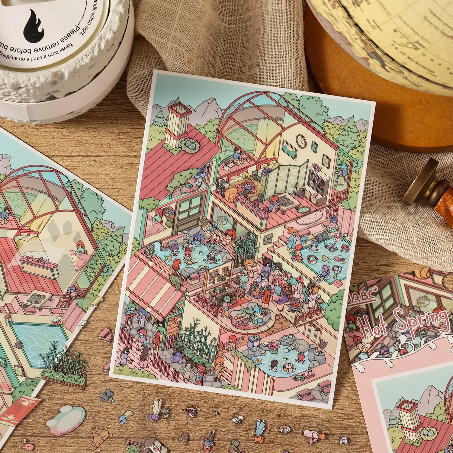 Kawaii Adventure Operator 3D Landscape Sticker DIY Pocket Cabin Scene Festival Gift