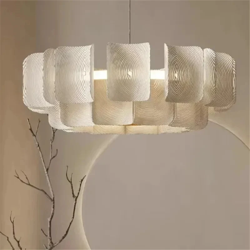 Style Textured Fabric Chandelier Wabi Sabi Pendant Light Bedroom Bedside Kitchen Island Home Decor LED Lighting E27