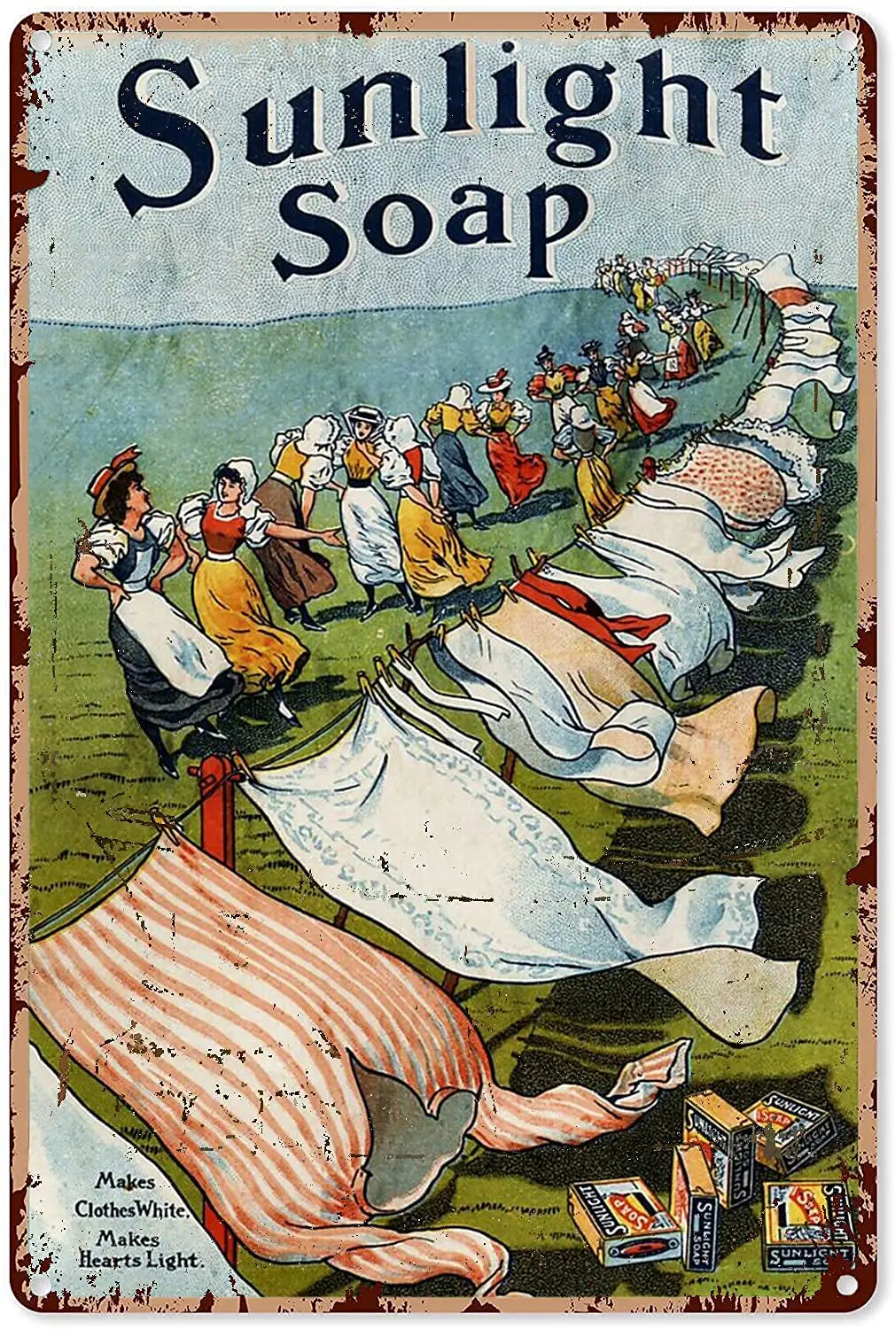 Sunlight Soap Vintage metal Hanging Plaque Poster Bar Cafe Laundry Room Wall Decoration Vintage 4.9x9.8 Inches