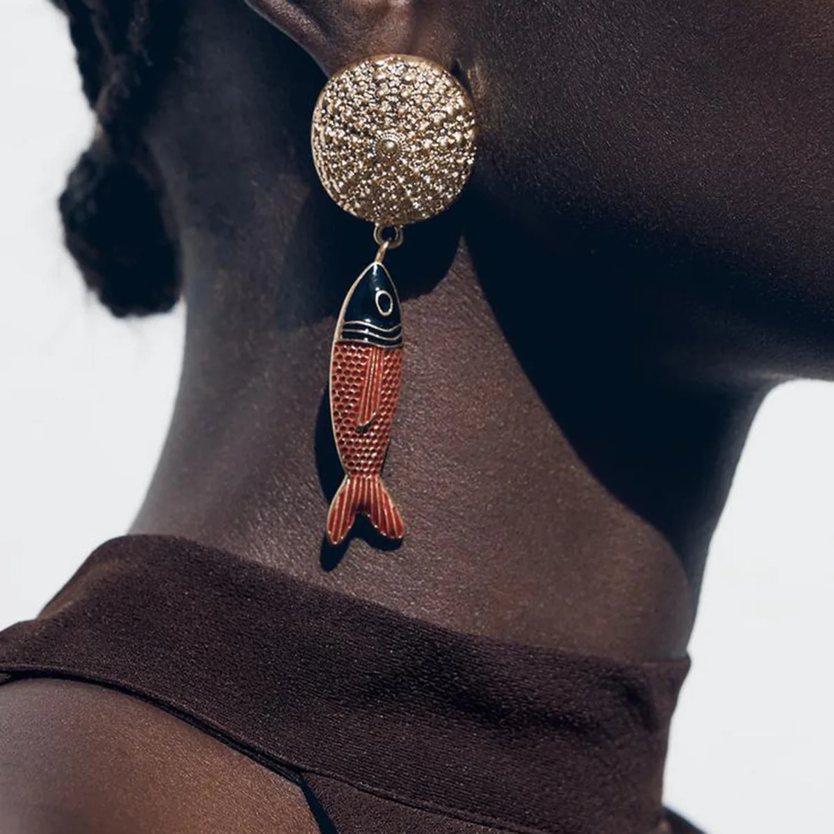 

Vintage Enamel Fish Dangle Earrings Minimalist Luxury Style Metal Earrings for Women Summer Beach Holiday Female Charm Jewelry