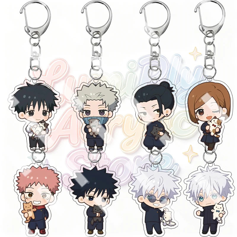 Anime-Schlüsselanhänger: Suguru Geto, Yuji Itadori, Jujutsu Kaisen, Toge Inumaki, Yuta Okkotsu – Niedlicher Cartoon-Acryl-Taschenanhänger, Schlüsselring, Geschenke