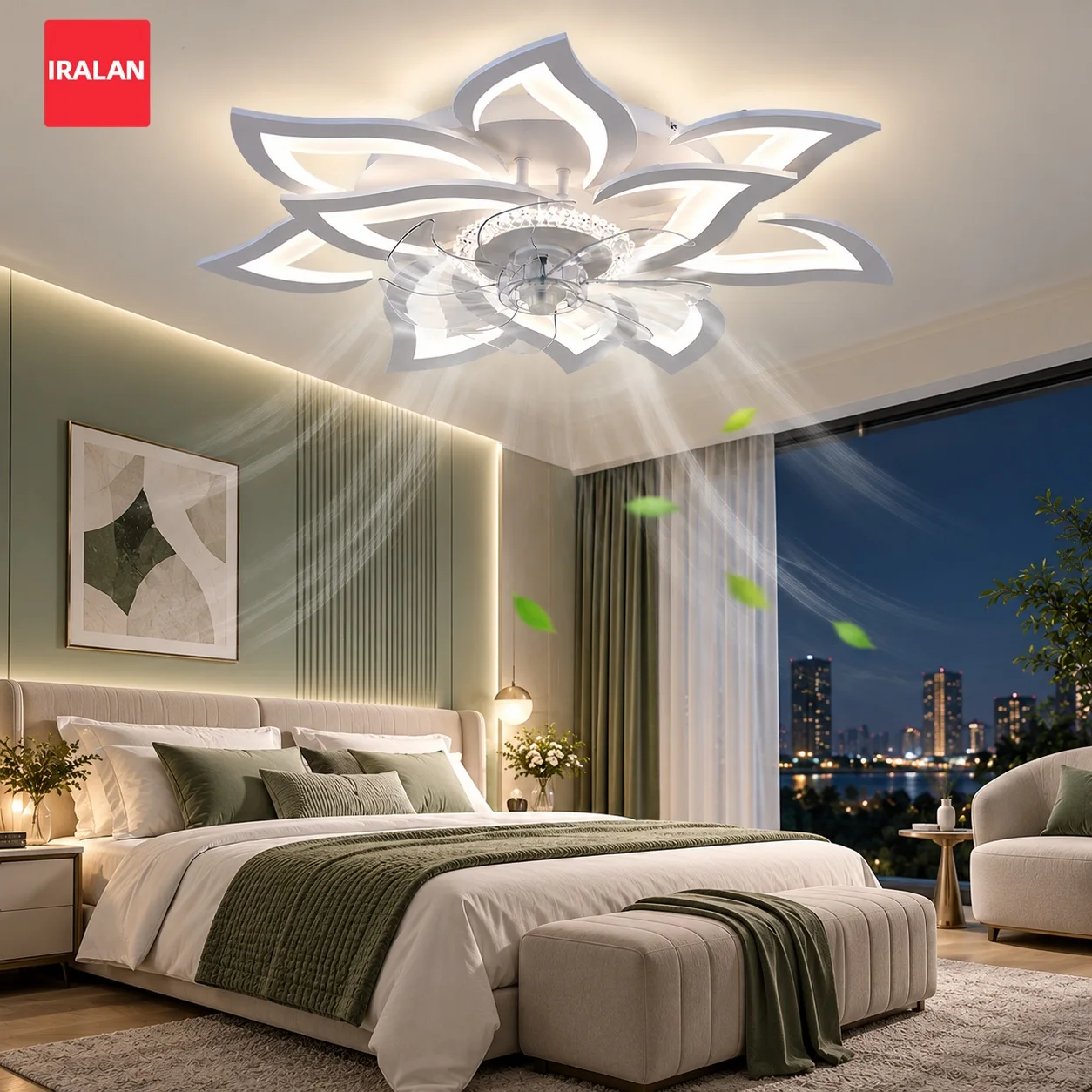 Ventilatore da soffitto a incasso con luce, telecomando e controllo tramite app, regolabile, con funzione di inversione, a basso consumo energetico, lampada a LED, ideale per camera da letto,