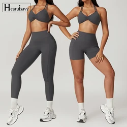 Hearuisavy 2Pcs Sports Set Women Quick-Dry Yoga Clothing Fitness Gym Suit Women Running Workout Sets Female Tracksuit Sportswear