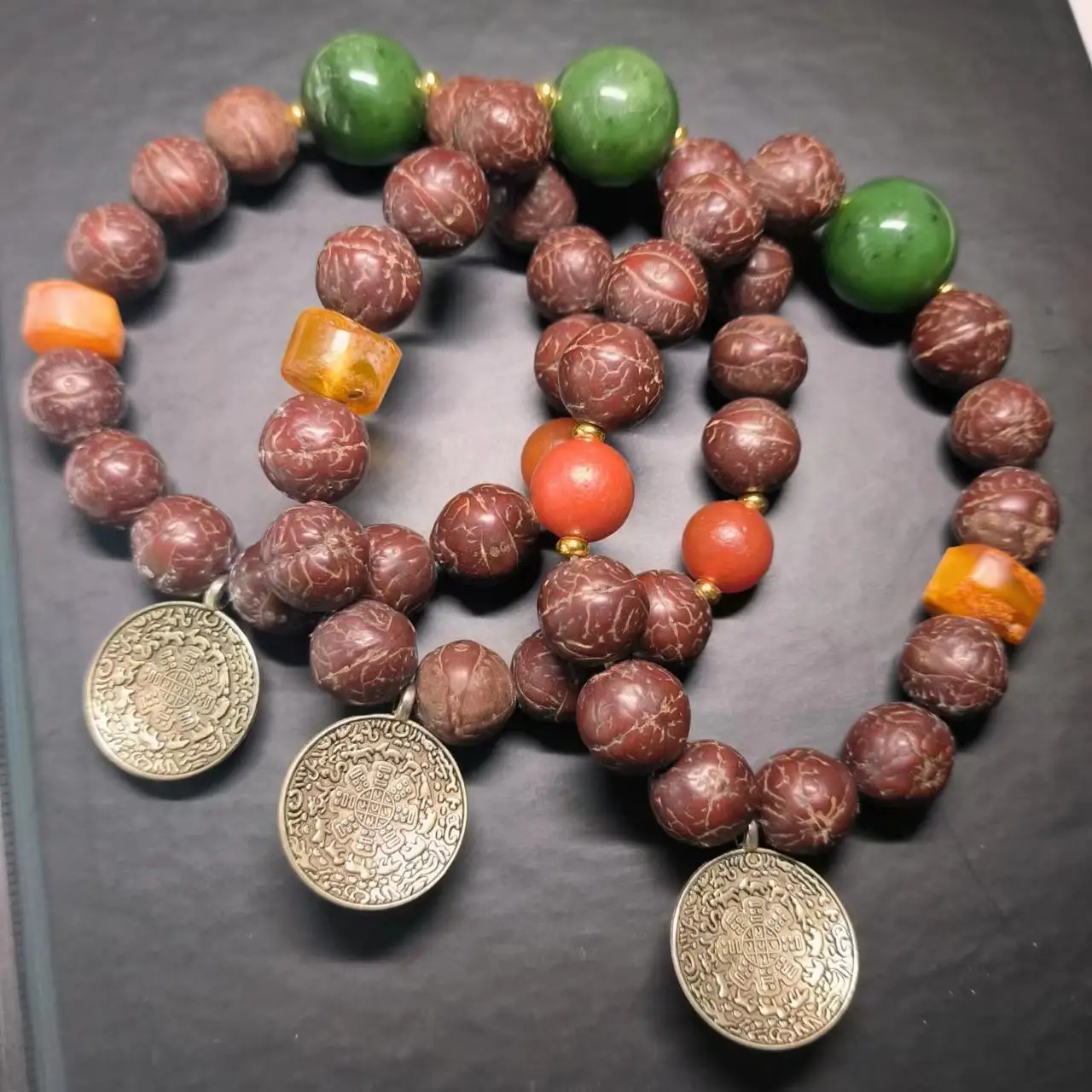 

1pcs/lot Natural Jiugong bagua brand Agate Dzi bodhi seed Bracelet single circle bead jasper amber variety of gems fine jewelry