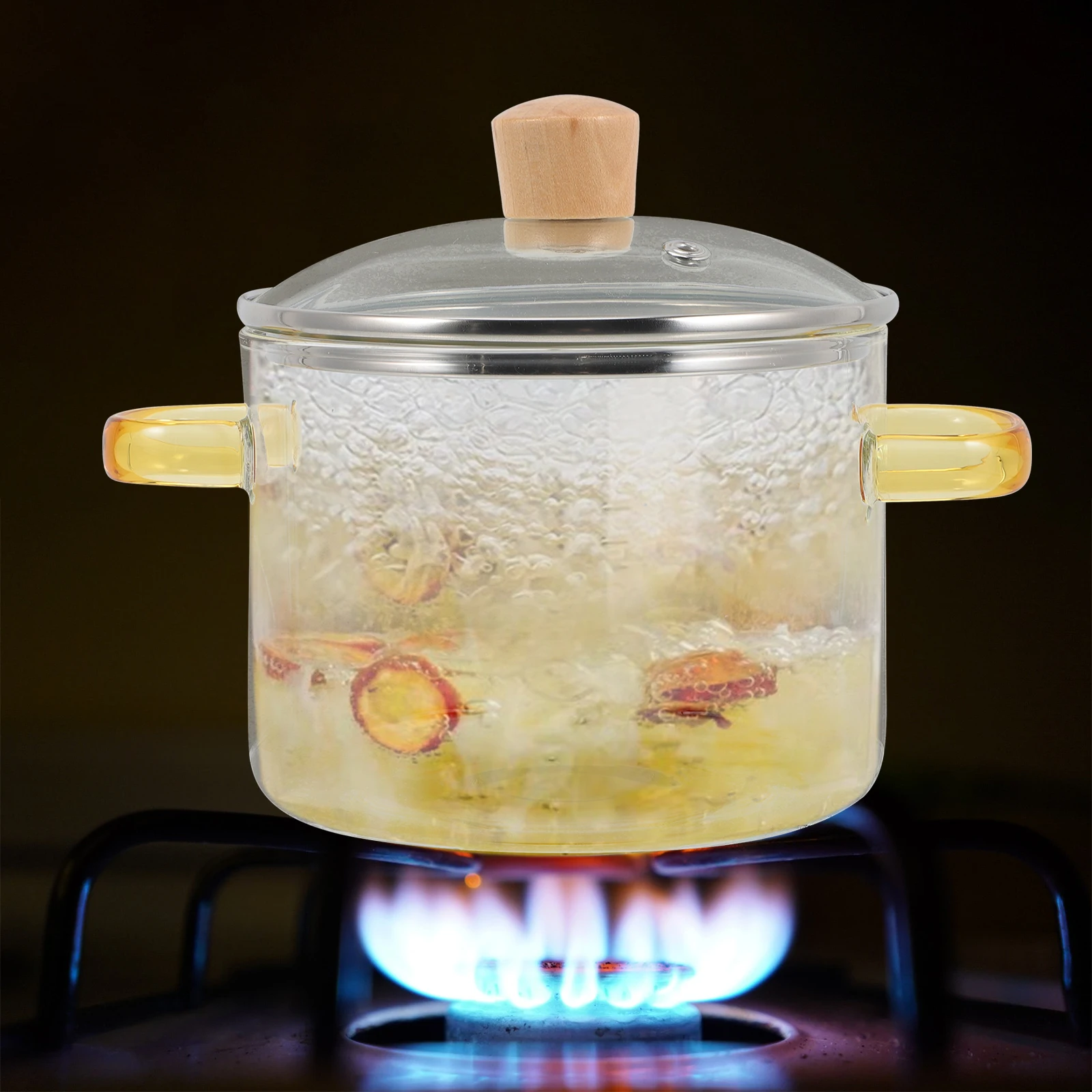 

Clear Glass Stockpot Lid Double Handle Noodle Cooking Pot Ramen Kitchen Cookware Stew Pot Vegetables Pasta Soup Heat