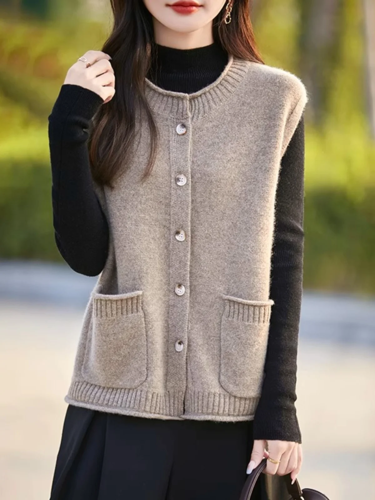 

Весенне-осенний Camere Svel круглый открытый кардиган, женская вязаная верхняя одежда, свободный свитер в Корейском стиле, Jaet