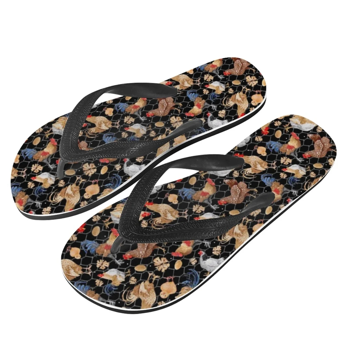 New Rooster/Hen Printing Brand Designer Cute Chicken Ladies Flip Flops Summer Beach Vacation Hawaii Wear Outside Pinch Sandals