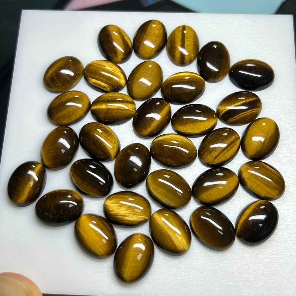 Flat Bottom Oval 5x7mm to 18x25mm Natural Yellow Tiger Eye Cabochon Gemstone