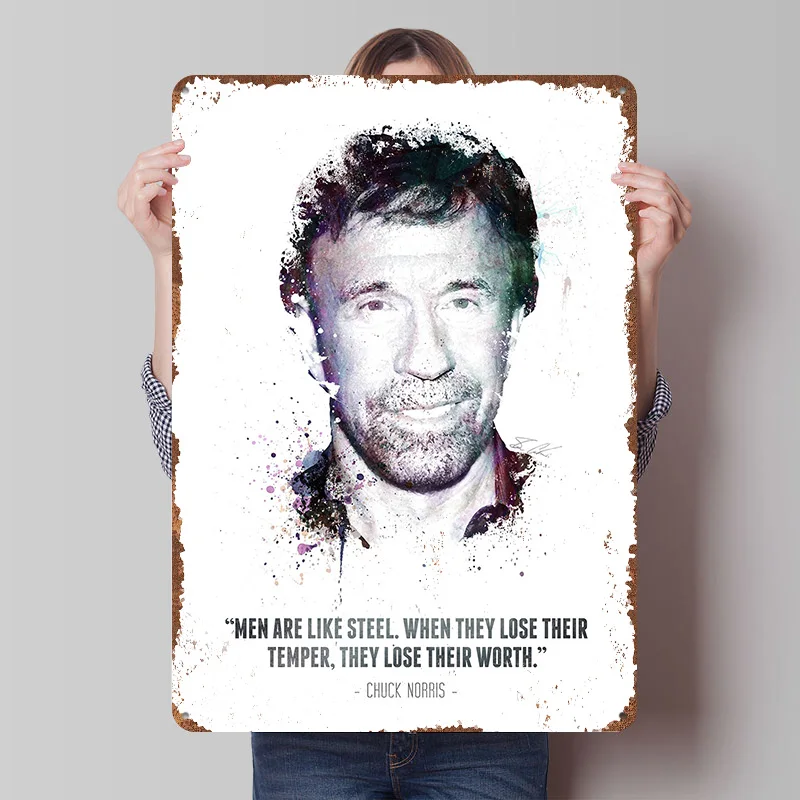 Chuck Norris e sua citação. Placas de Metal Vintage Personalizadas para Decoração de Parede, Arte Retro em Lata para Decoração de Casa e Quarto