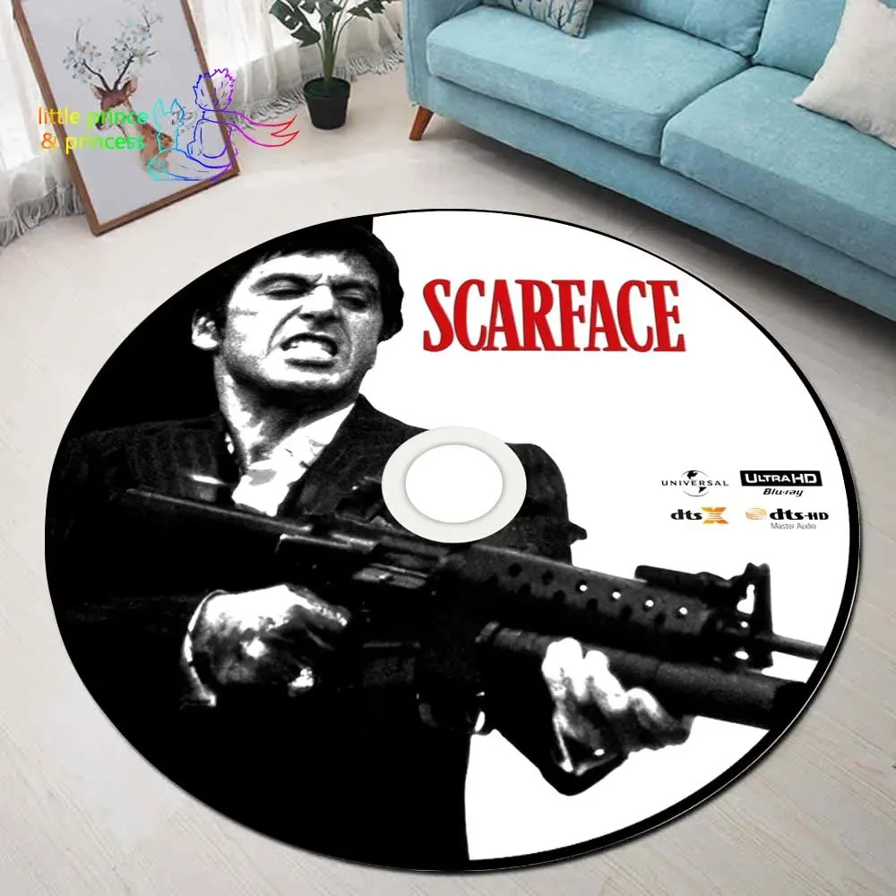 Scarface Movie CD Rug Round Mat round carpet Round Rug Bathroom Mat Black Mat Home Decor Rug Living Room Kitchen Rug