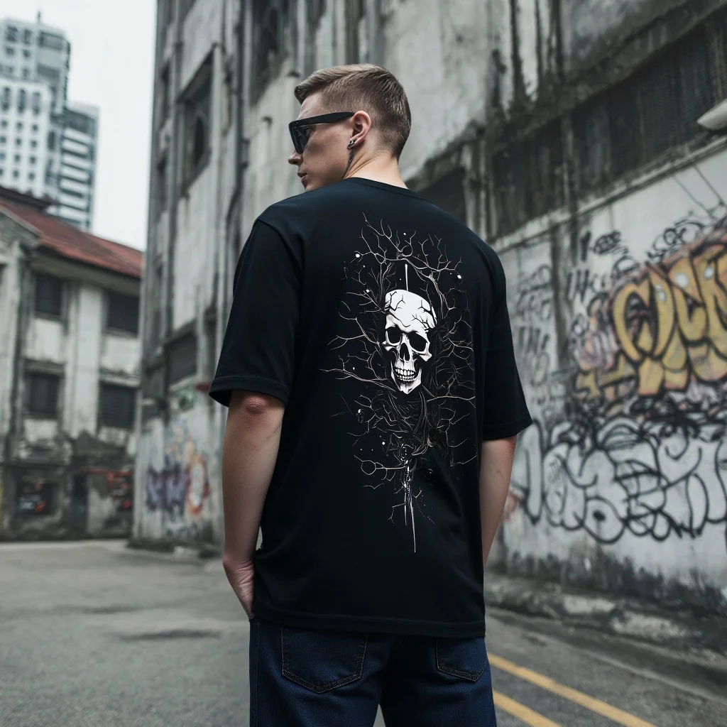 

Teevo Мужская футболка с коротким рукавом Череп Дерево Графический принт Городская уличная одежда Модная повседневная повседневная одежда Топ