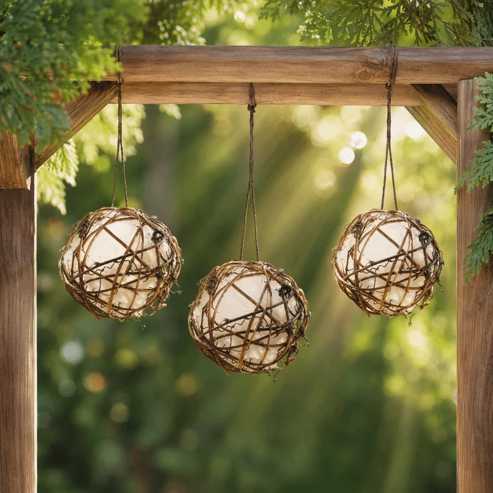 3pcs 3 Inch Globe Hummingbird Nesters Rattan Breathable Bird Nesting Material Holder Cotton Fill Open Design Bird Nesting Balls