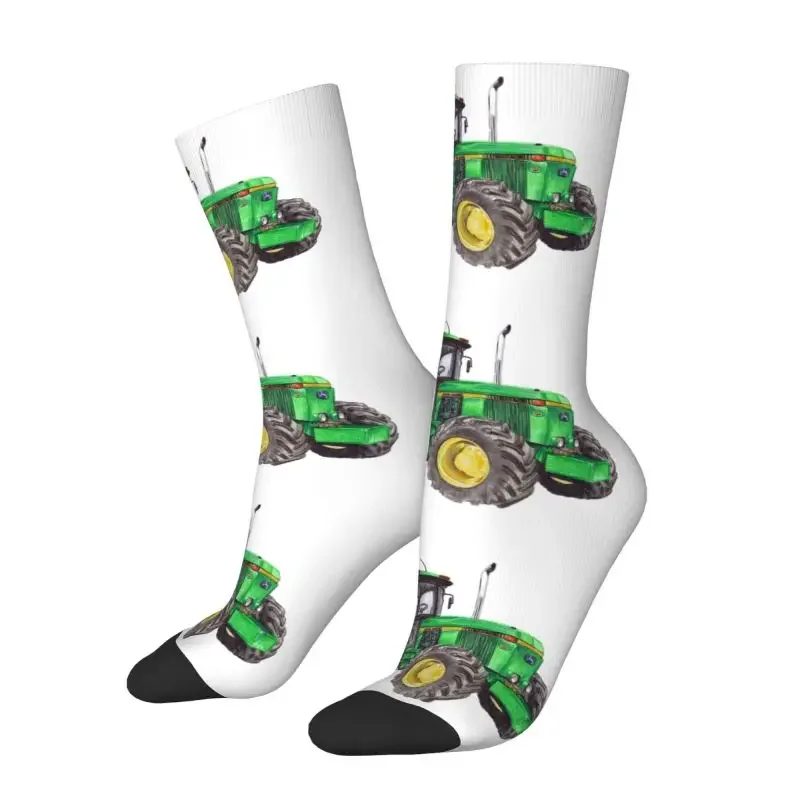 Green Tractor Dress Socks Mens Womens Warm Fashion Novelty Crew Socks