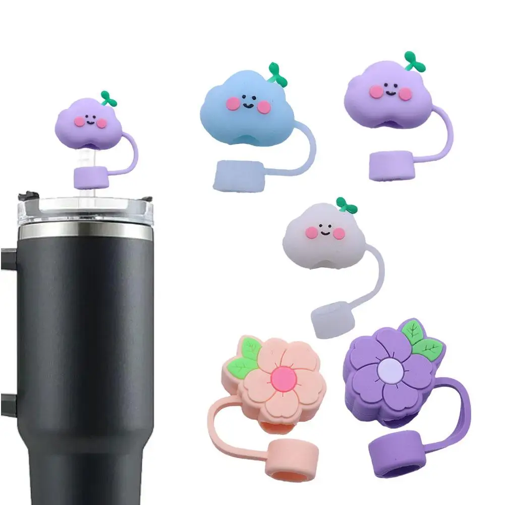 Flower Silicone Straw Covers For Stanleys Cup Cute Silicone Flower Shape Drinking Dust Caps Straw Tip Cover Cup Accessories B3c7