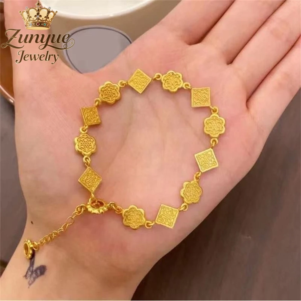 

Sand Gold Hollowed-Out Pattern Bracelet Luxury Quality Jewelry Best Selling Fashion Jewelry Exquisite Elegant Charms Popular