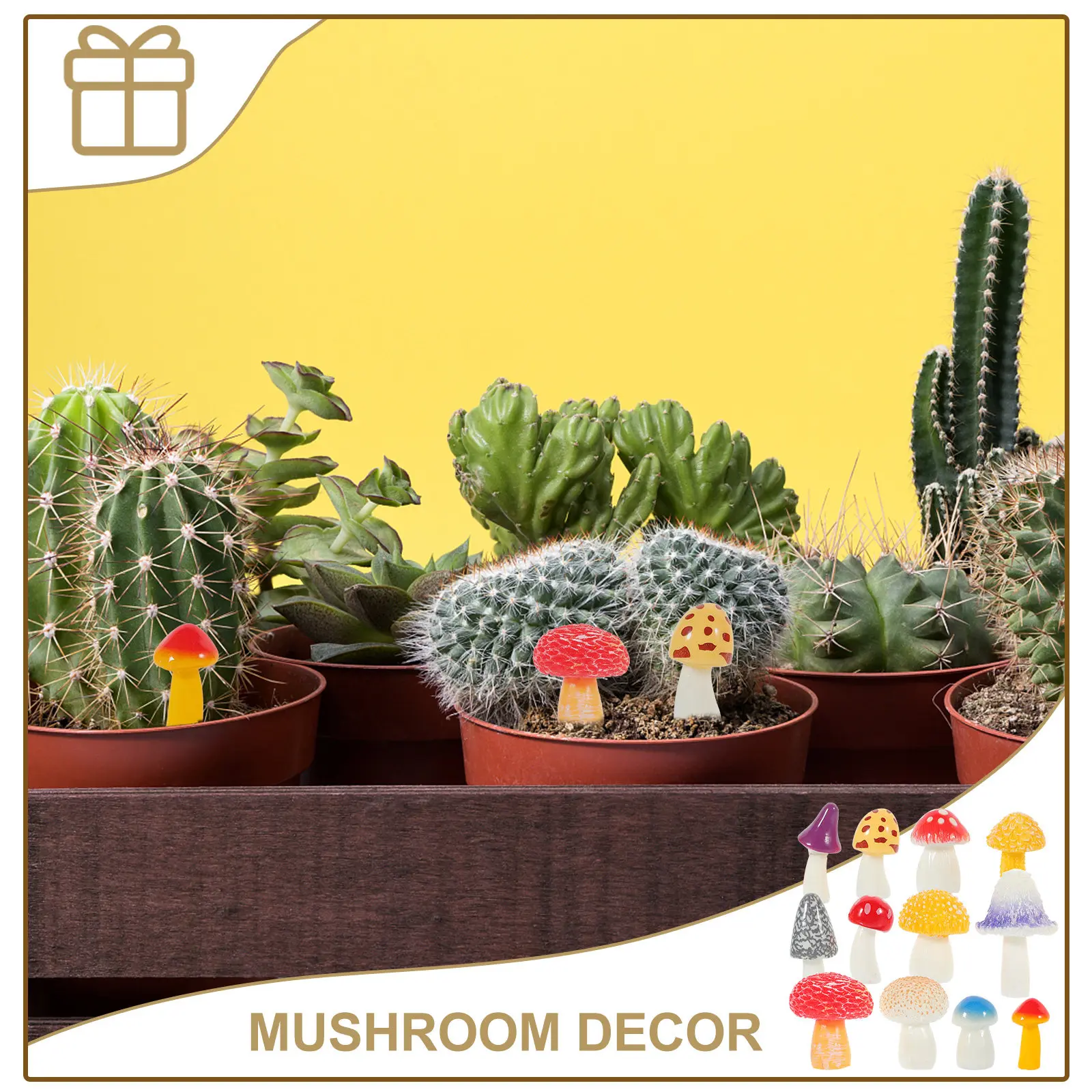 

12Pcs Micro Landscape Mushroom Resin Ornaments Compact Miniature Garden Decoration Flowerpot Bonsai Moss Accessories