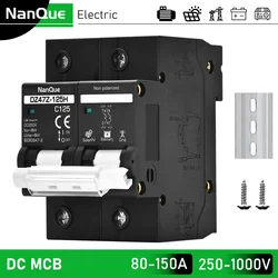 2P MCB 100A 125A 150A DC100V 150V 250V 500V 1000V wyłącznik napięcia C krzywa bateria słoneczna zabezpieczenie przed zwarciem