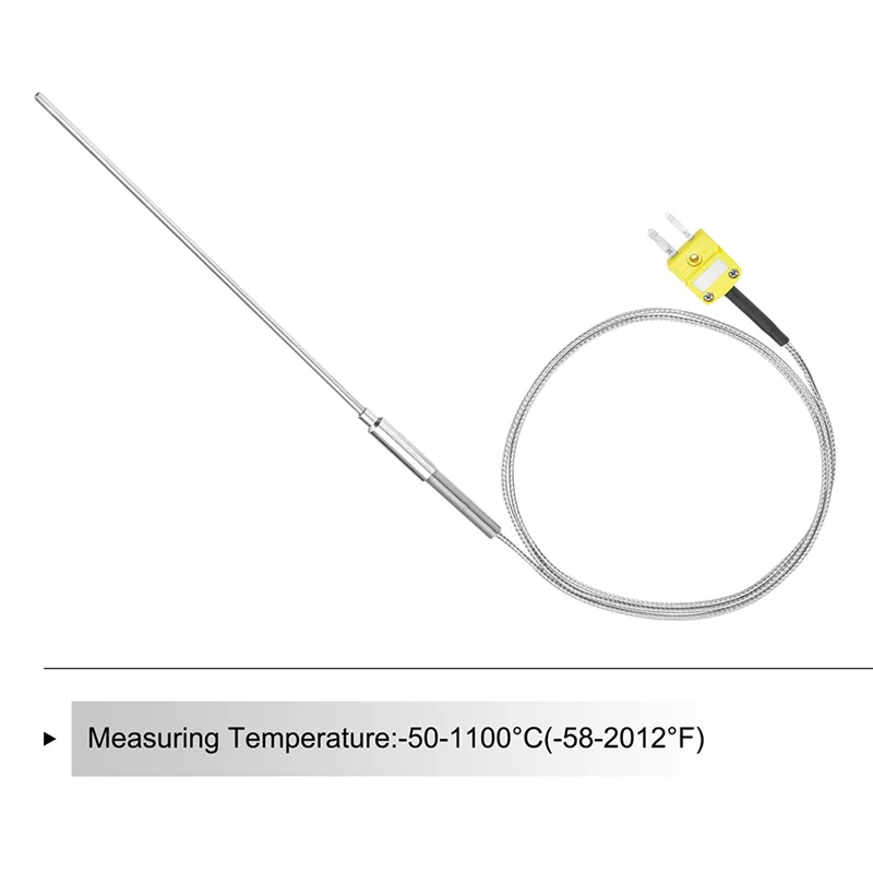A44F-K Type Thermocouple With Plug, Meter Temperature Sensor Probe -50 To 1100°C,3.3Ft Wire