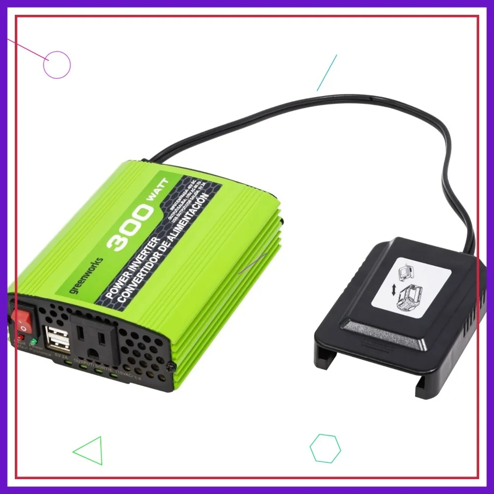 عاكس طاقة لاسلكي 40 فولت 300 وات مع موجة جيبية، ومنفذين USB ومخرج تيار متردد للاستخدام المحمول #1