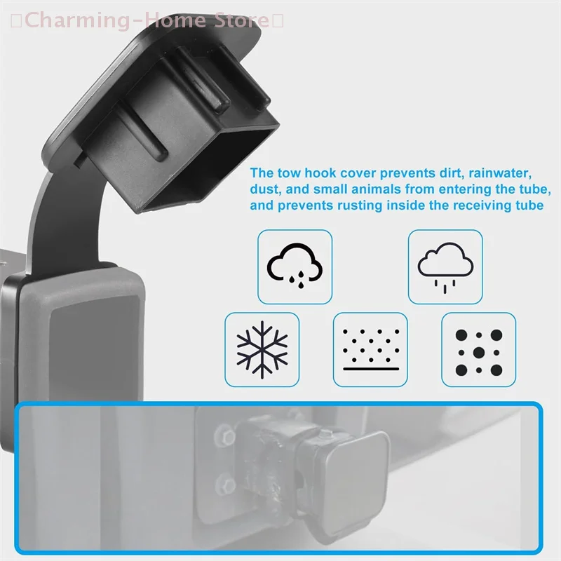 【M】غطاء وصلة مقطورة مقاس 2 بوصة، واقي قابس عالمي مقاوم للماء لمقبس خطاف السحب، ملحق خارجي للسيارة #6
