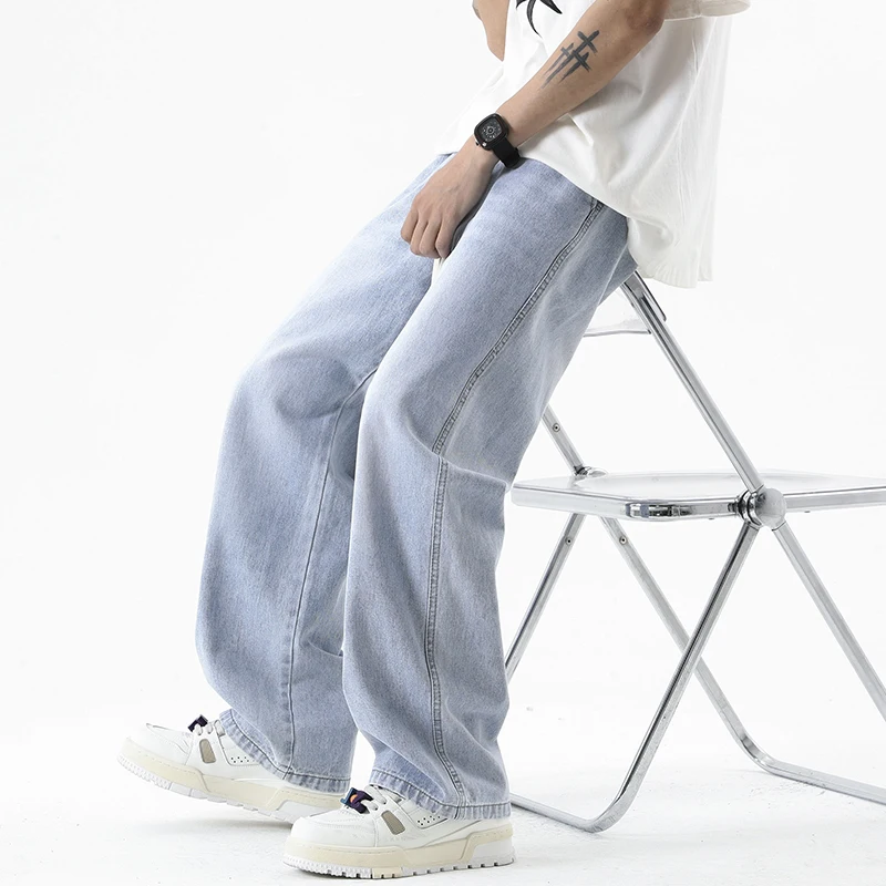 

Brand men's loose casual straight leg jeans 2025 autumn new Korean street hip-hop Baggy wide leg pants Y2K student popular pants