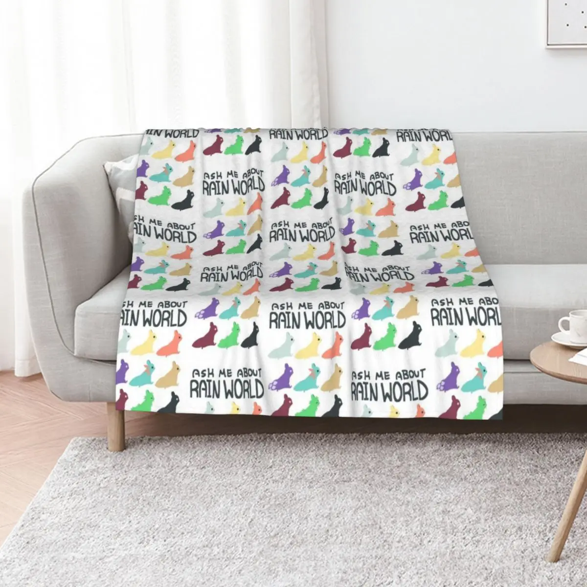 Ask me about rain world Throw Blanket Blankets For Sofas Flannels Soft Plaid halloween Single Thin Blankets