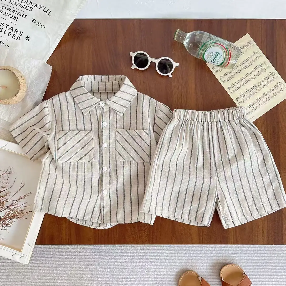 

Summer Boys Clothing Set Turn Down Collar Shirt And Shorts Boys Tracksuit 2 Pcs Clothes Set Kids Outfits