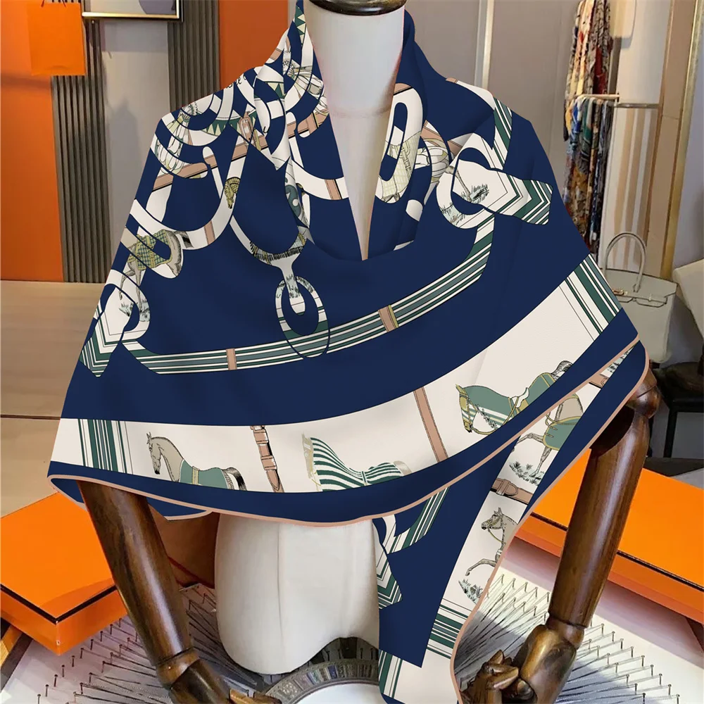 POBING Seiden-Kaschmir-Schal für Damen, manuell gerollte quadratische Schals, große Bandana, luxuriöser Hijab, weibliche Foulards, Poncho, 135 cm – Detail 18