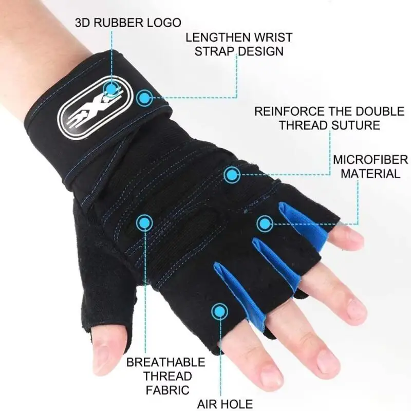 Unisex Workout Gloves with Wrist Wrap Half Finger Sport Weight Lifting Training Gloves for Gym Cycling And Motorcycling