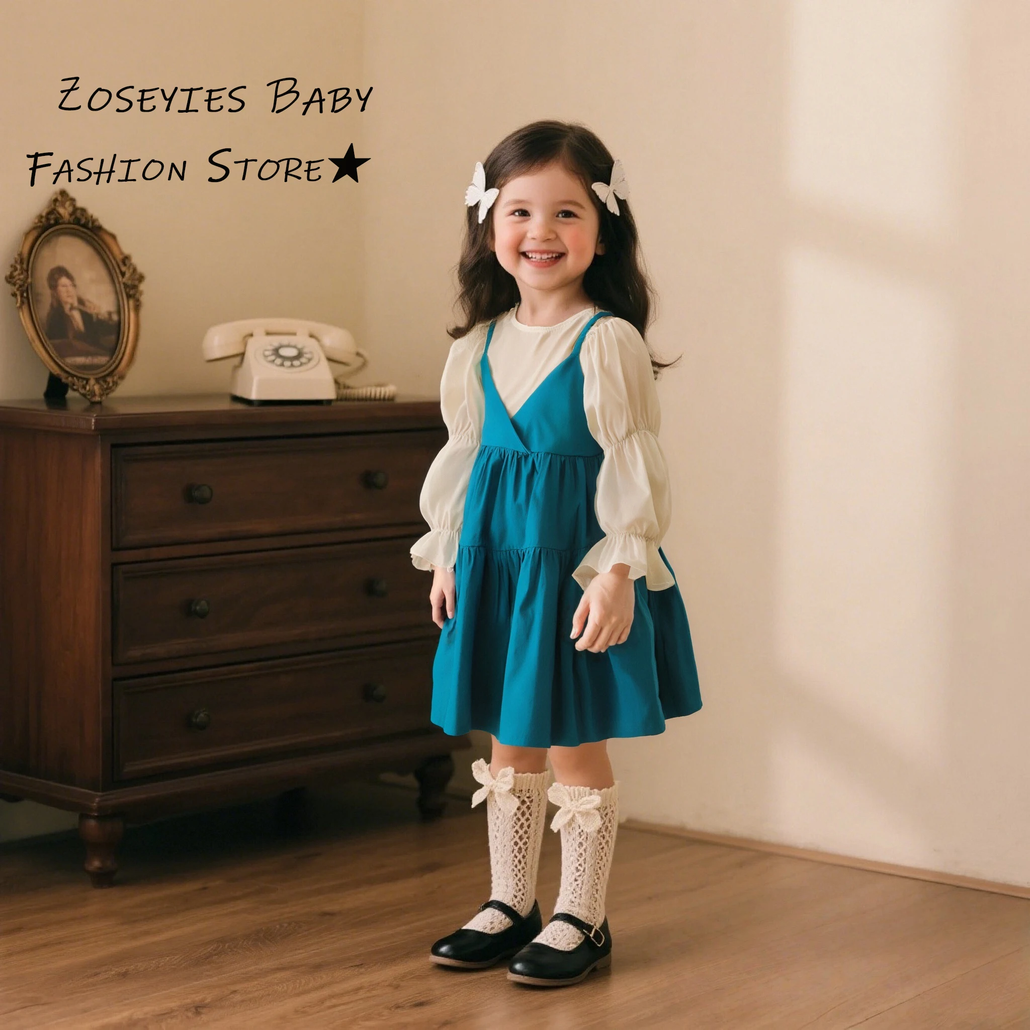 Mädchen Kleid Sommer Farbblock Baumwolle Langarm Baby Mädchen Kleid Niedliche Prinzessin Mädchen Kleid Baby Mädchen Kleidung