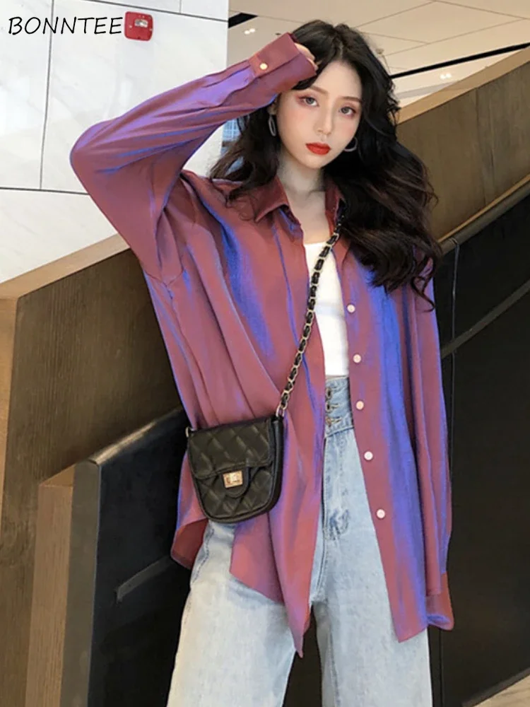 

Shirts for Women Sun-proof Tops Casual Loose Vacation Soft Thin Korean Fashion All-match High Street Classic Camisas De Mujer