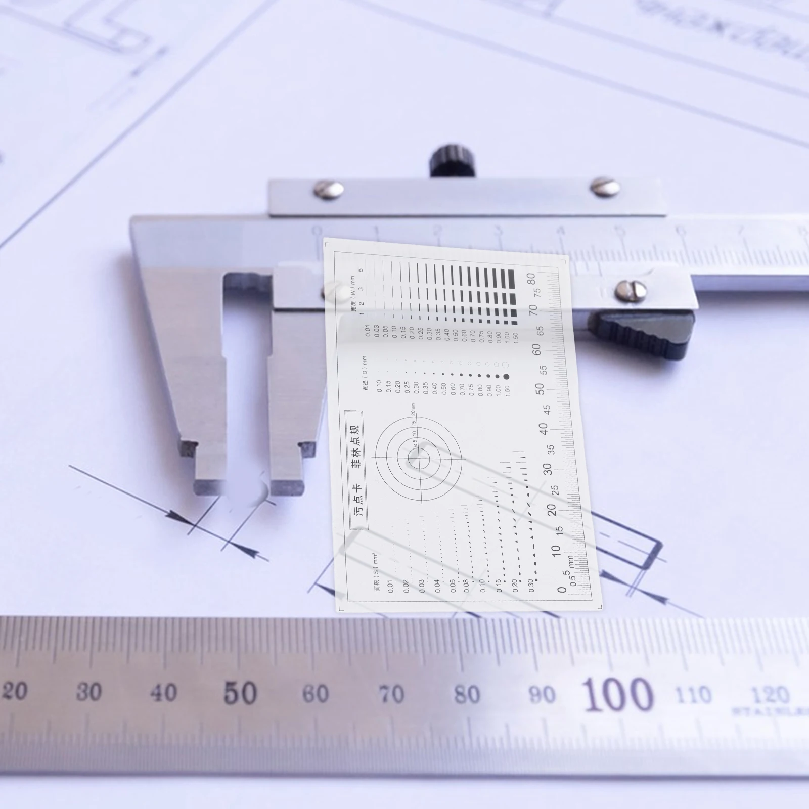 

Precision Measuring Ruler Transparent Inspection Tool Surface Spot Detection Crack Comparison Gauge for Point Line Spots Cracks