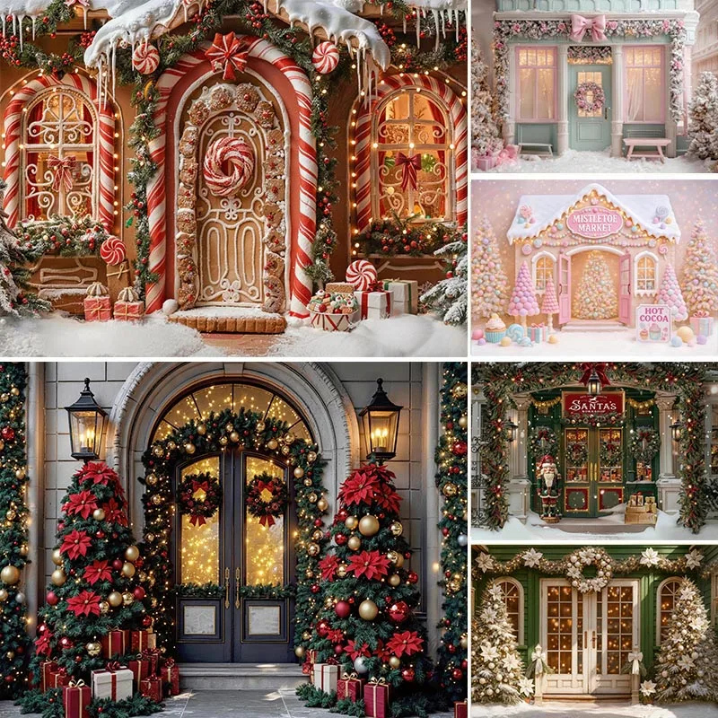 LS Christmas Candy Store Backdrops Kids Baby Photography Child Adult Photocall Xmas Winter Forest Photocall Backgrounds