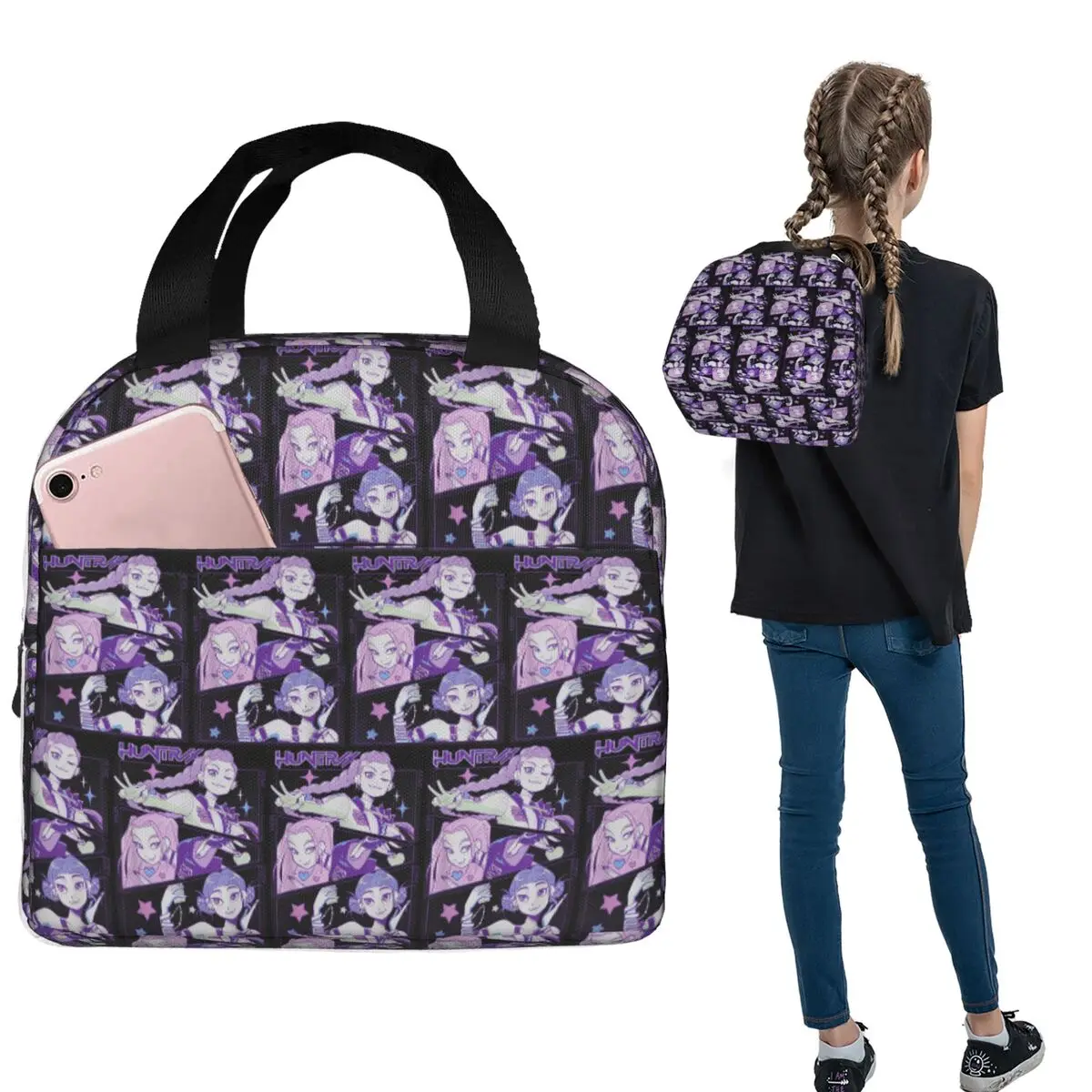 

K-Pop Demon Hunters Officially Licensed Lunch Bag Insulated Bento Box Portable Lunch Tote Picnic Bags for Woman Kid Travel