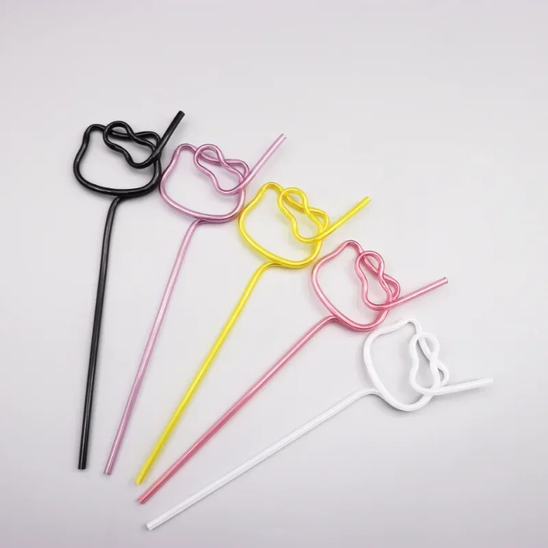 Sanrio Hello Kitty Colored Straw Modeling Straws Drinking Cartoon Straw for Home Kitchen Bar Party Flexible Straws Kid Supplies