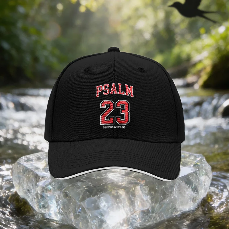 PSALM23 Red Number Sandwich Baseball Cap, Unisex Easy Lightweight Adjustable Outdoor Sun Hat, Ideal Gift for Travel, Parties, Bi