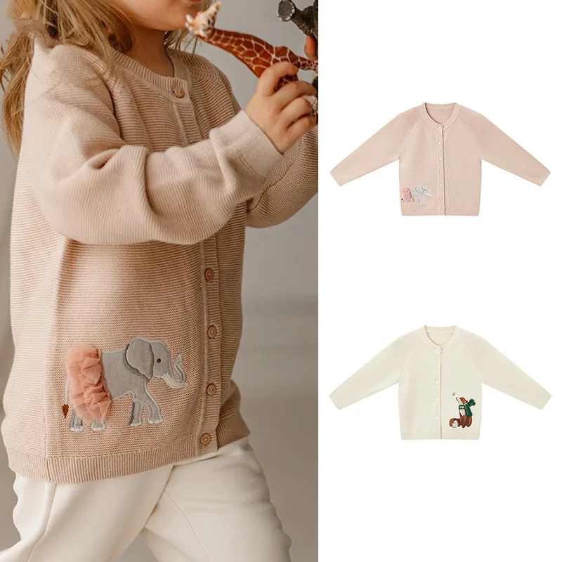 

Jenny&Dave 2023 European and American Autumn New Children's Sweater 3D Animal Embroidery Cute Warm Knitted Coat for Boys and Gir