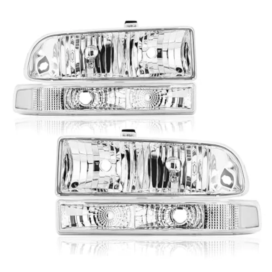 

Headlight Assembly Compatible with 1998-2005 Chevy Blazer S10 Pickup Headlamps 4Pcs Chrome Housing Clear Corner Lights Automoti