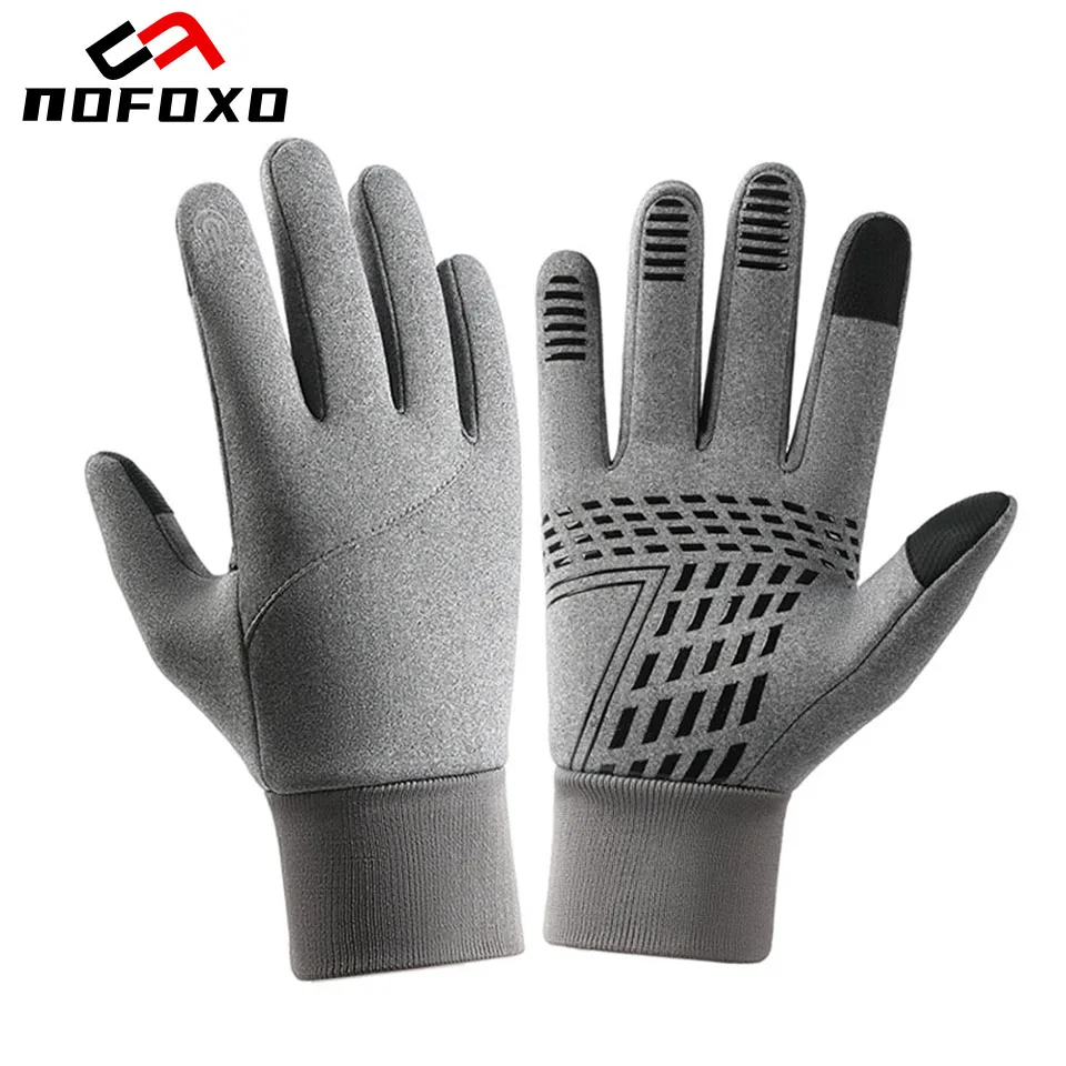 NOFOXO الشتاء Coldproof الدفء قفازات شاشة لمس عدم الانزلاق يندبروف الصوف الحراري في الهواء الطلق الجري التزلج ركوب الدراجات للجنسين #1