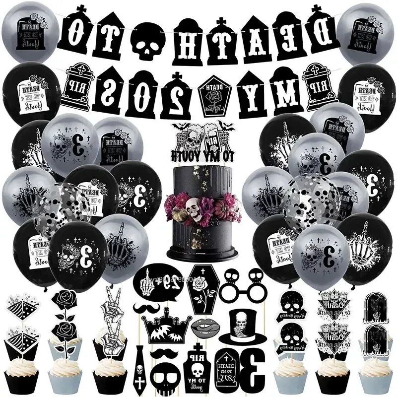 

New Rip To My 20s Sash Funeral for Youth Birthday Baloons Banner Girl Years Adult Party Balloon Halloween Set Decoration